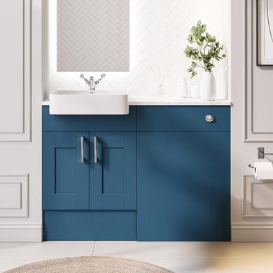 1200mm Blue Toilet and Sink Unit with Chrome Fittings - Vancouver
