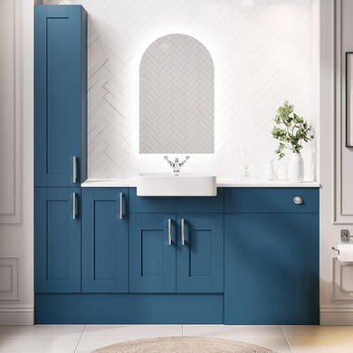 1800mm Blue Toilet and Sink Unit with Storage Units & Chrome Fittings - Vancouver