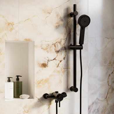 Black 1 Outlet Thermostatic Shower Set with Exposed Valve - Volta