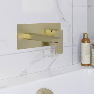 ONLY OPENED - Brushed Brass Wall Mounted Bath Tap - Zana