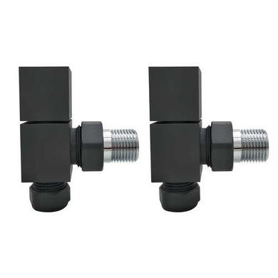 ALMOST PERFECT - Anthracite Square Angled Radiator Valves - For Pipework Which Comes From