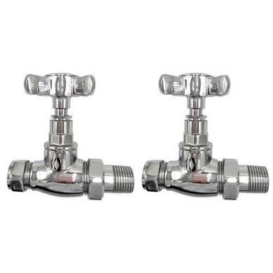 ONLY OPENED - Chrome Traditional Straight Radiator Valves