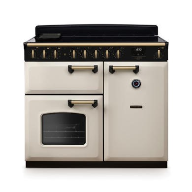 Rangemaster Classic Deluxe 100cm Induction Range Cooker - Pale Cream & Brass