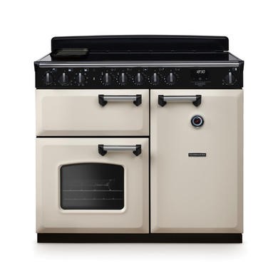 Rangemaster Classic Deluxe 100cm Induction Range Cooker - Pale Cream & Chrome