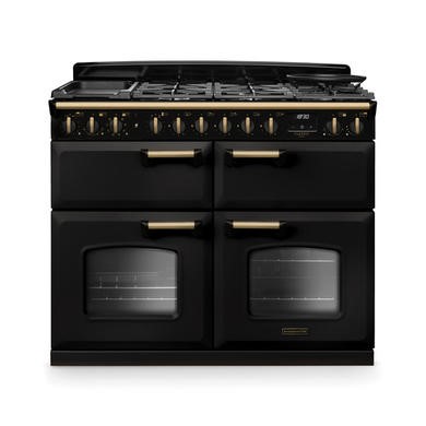 Rangemaster Classic Deluxe 110cm Base Cavity Dual Fuel Range Cooker - Charcoal Black &