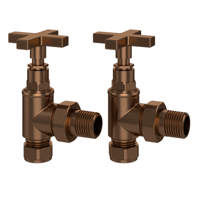ALMOST PERFECT - Bronze Cross Head Traditional Angled Radiator Valves