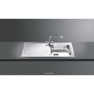 Smeg CUR100 Cucina Single Bowl Reversible Drainer Chrome Sink