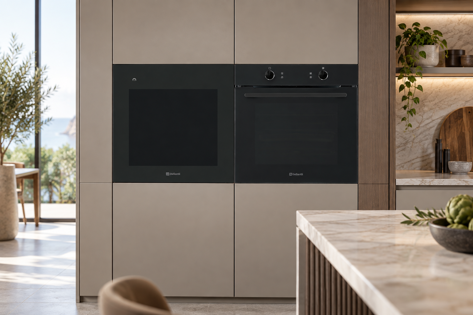 DeSantii In-Column Wine Cooler with matching oven