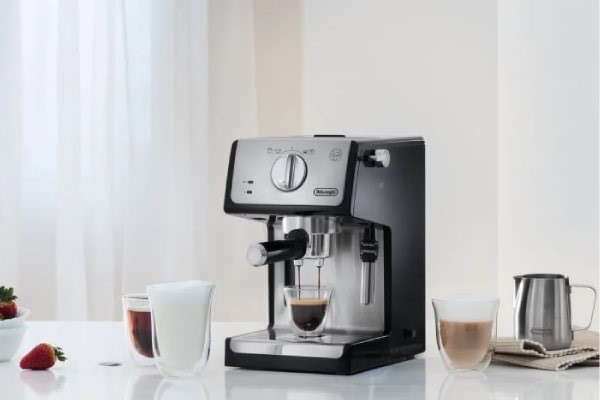 DeLonghi Barista Style Espresso Coffee Machine on a worktop