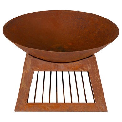 ElectriQ Round Oxidised Steel Fire Pit – Wood & Charcoal Outdoor Burner