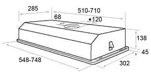 ELIPLANE60 Cooker Hood dimensions