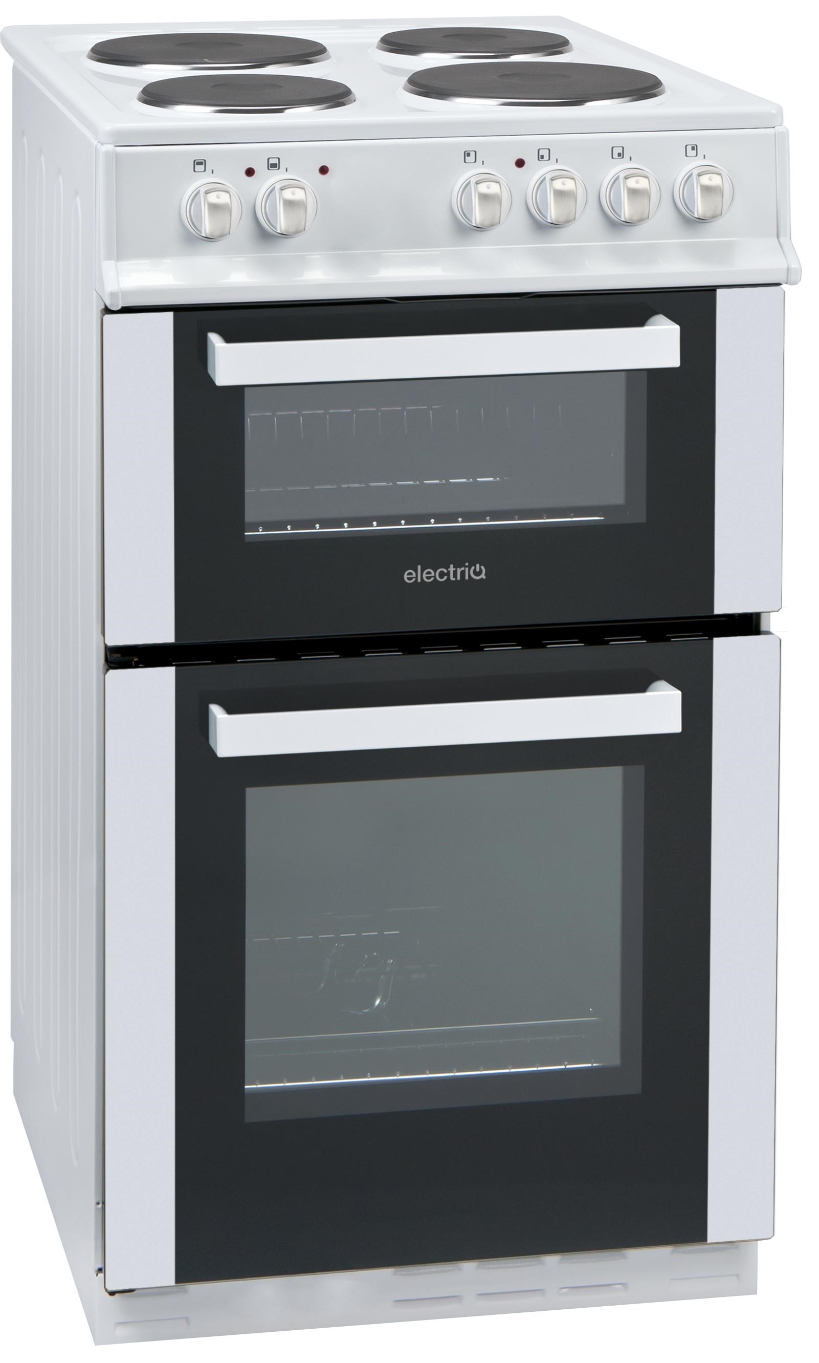 electriQ 50cm Electric Twin Cavity Cooker With Solid Hotplate White