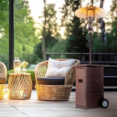 Rattan Balcony Gas Heater Square Rattan Patio Gas Fire Pit Heater