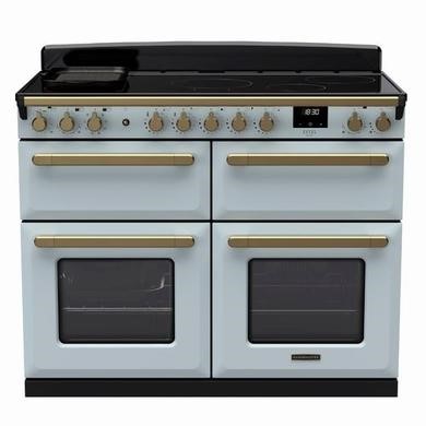 Rangemaster Estel Deluxe 110cm Induction Range Cooker - Misty Blue + Brass