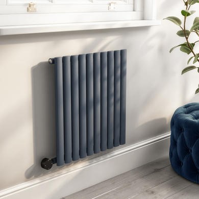 Refurbished Anthracite Electric Horizontal Designer Radiator 0.6kW with Wifi Thermostat -