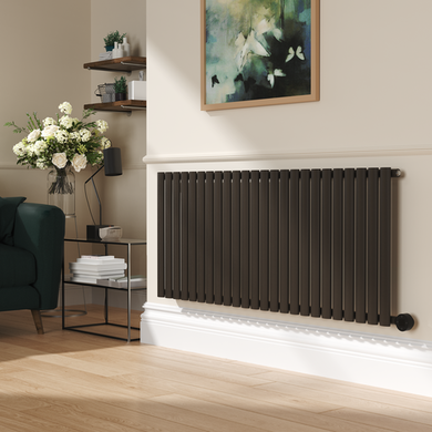 Midnight Black Horizontal Smart Electric Radiator with Wi-Fi