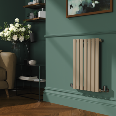 Refurbished Sorrento Beige grey Horizontal Oval Designer Radiator 600x413mm Single Panel