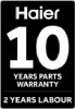 Haier 2 year labour and 10 years parts warranty.