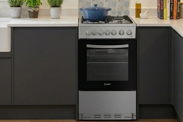 Indesit 50cm Dual Fuel Cooker - Stainless Steel