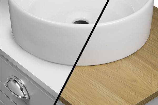 White or wood effect worktop