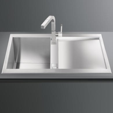 Smeg LQR861-2 Quadra 86cm 1.0 Bowl Reversible Ultra Low Profile Chrome Sink