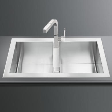 Smeg LQR862-2 Quadra 86cm 2.0 Bowl Reversible Ultra Low Profile Chrome Sink