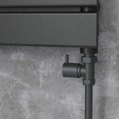 Elego Matte Black Modern Manual Straight Radiator Valves (pair)