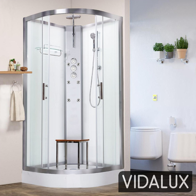 Vidalux Pure - 800x800mm White Quadrant Shower Cabin with Hydro Shower Set with Shower
