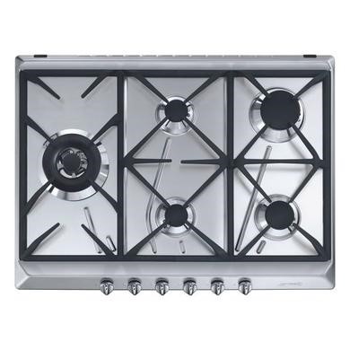 Refurbished Smeg SRV575GH5 70cm 5 Burner Cucina Gas Hob Stainless Steel with Contemporary