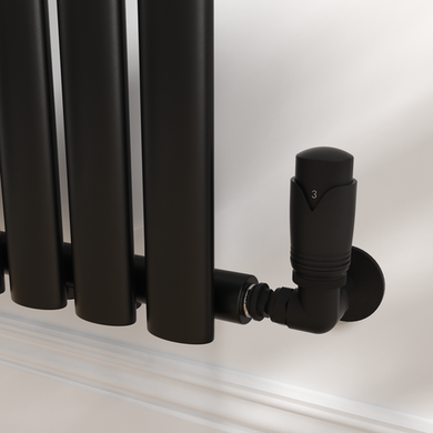 Refurbished Elego Matte Black Modern TRV Corner Thermostatic Radiator Valves With