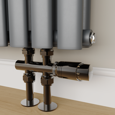 Elego Black Nickel Modern TRV H Block Thermostatic Radiator Valves