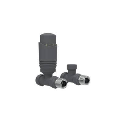 Refurbished Elego Anthracite Gray Modern TRV Straight Thermostatic Radiator Valves With