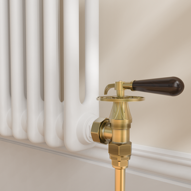 GRADE A1 - Maesta Antique Brass Traditional Manual Angled Radiator Valves With Lockshield