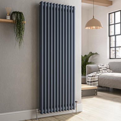 Refurbished Reggio Anthracite Vertical Double Column Traditional Radiator 1500x560mm 4458