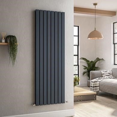 Refurbished Riace Anthracite Vertical Flat Designer Radiator 1600x544mm Double Panel 4916
