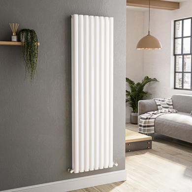 Refurbished Sorrento White Vertical Oval Designer Radiator 1600x472mm Double Panel 4468