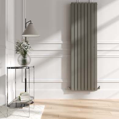 GRADE A1 - Riace Smoked Stone Vertical Flat Designer Radiator 1800x544mm Double Panel