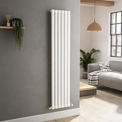 Refurbished Sorrento White Vertical Oval Designer Radiator 1600x354mm Single Panel 2282