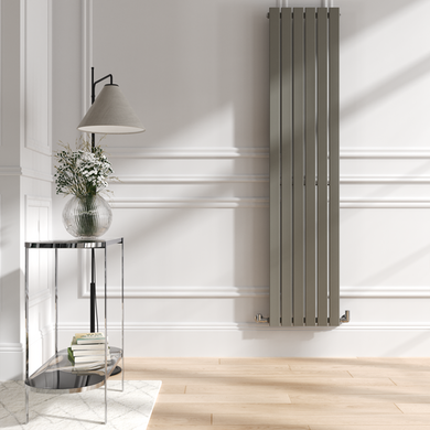 GRADE A1 - Riace Smoked Stone Vertical Flat Designer Radiator 1800x408mm Single Panel