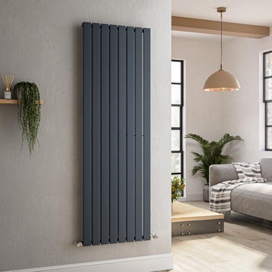 GRADE A3 - Riace Anthracite Vertical Flat Designer Radiator 1600x544mm Single Panel 3256