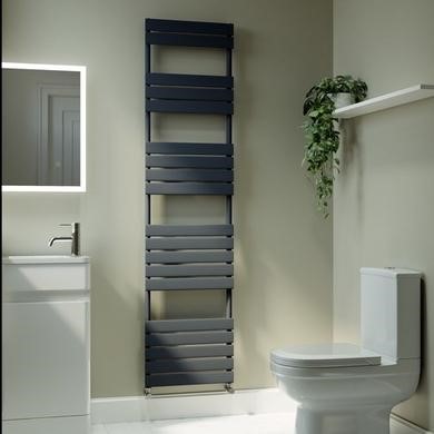 GRADE A2 - Riace Anthracite Vertical Flat Towel Radiator 1800x450mm Single Panel 2471 BTU