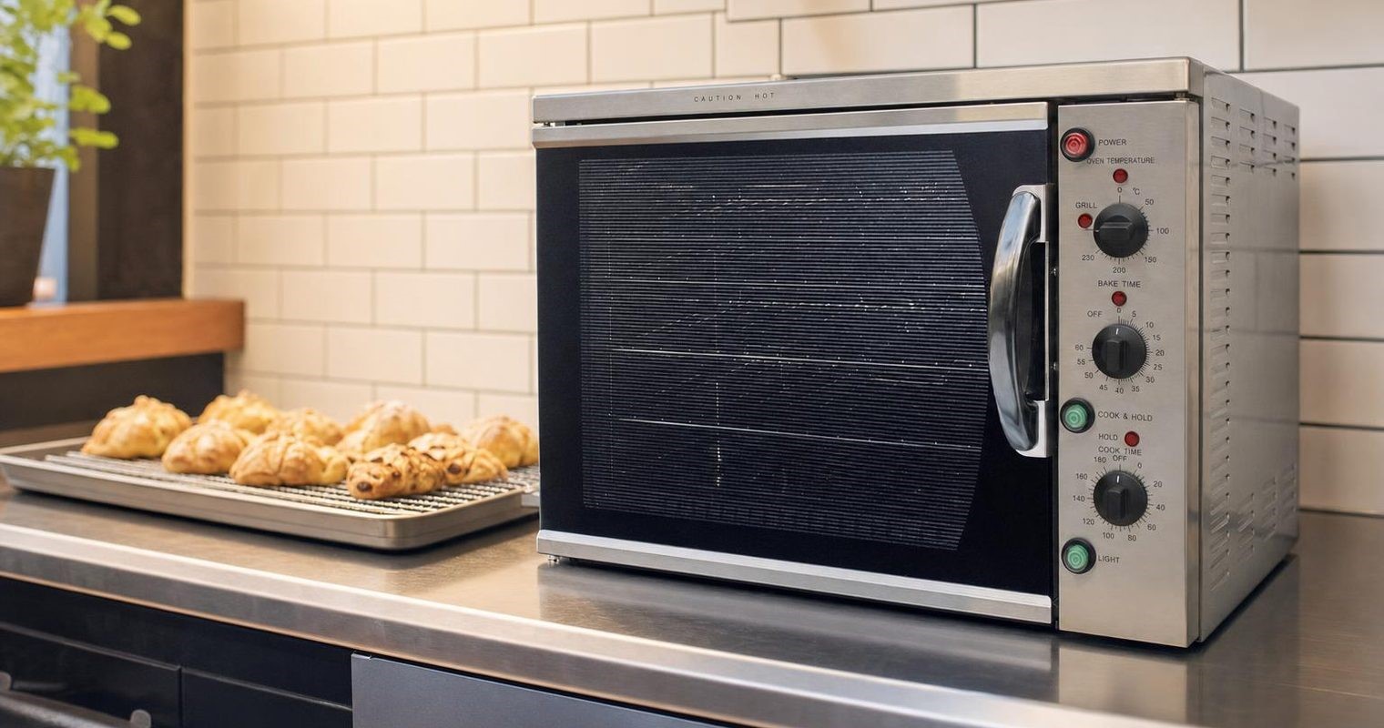 Commercial convection oven in a café kitchen