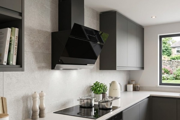 electriQ 60cm Angled Cooker Hood - Black