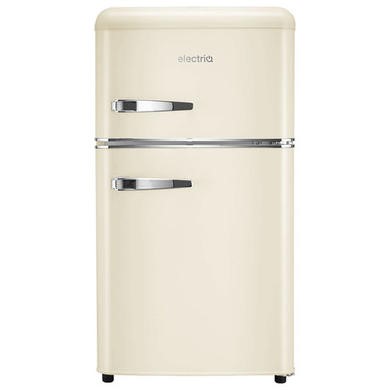 Refurbished electriQ 80 Litre 70/30 Retro Freestanding Fridge Freezer Cream