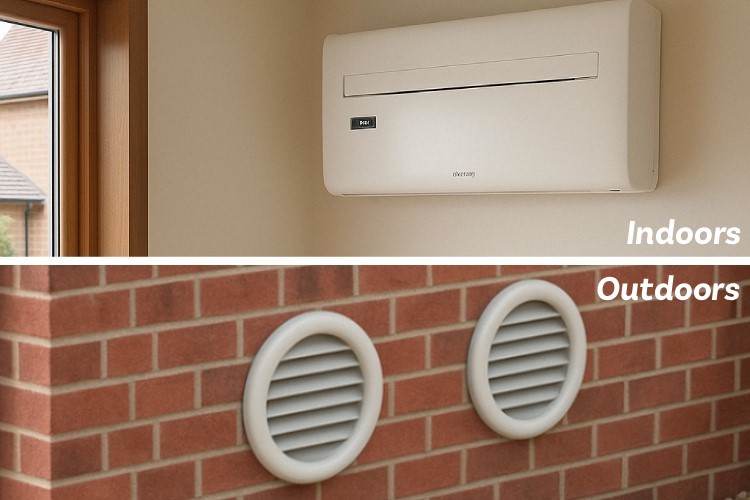 Air con vented through the wall
