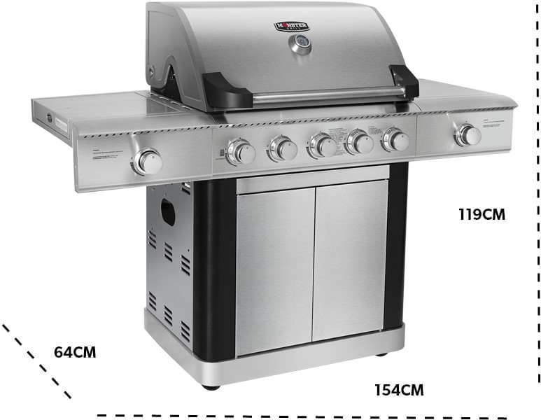 Monster Grills MG5BBQSS dimensions.