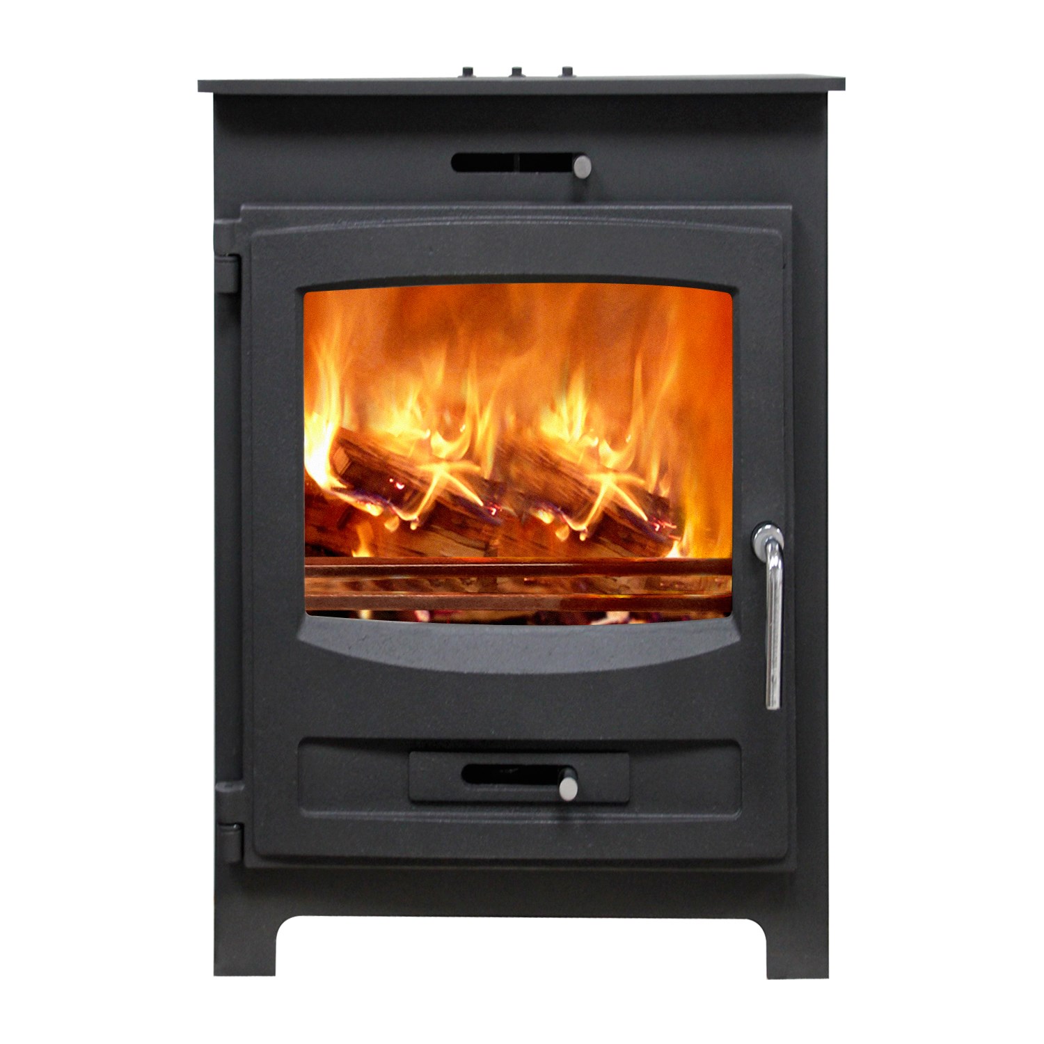 AmberGlo Large Electric Wood Burning Stove Fire Black